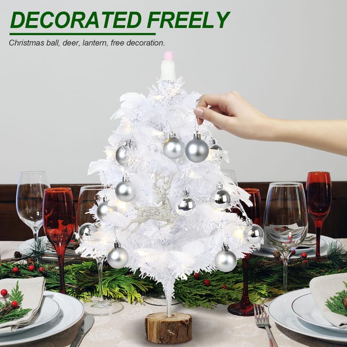 Veer Kerstboom met Lichtsnoer Kunstmatige Kerstboom Decoratie Gesimuleerde Desktop white