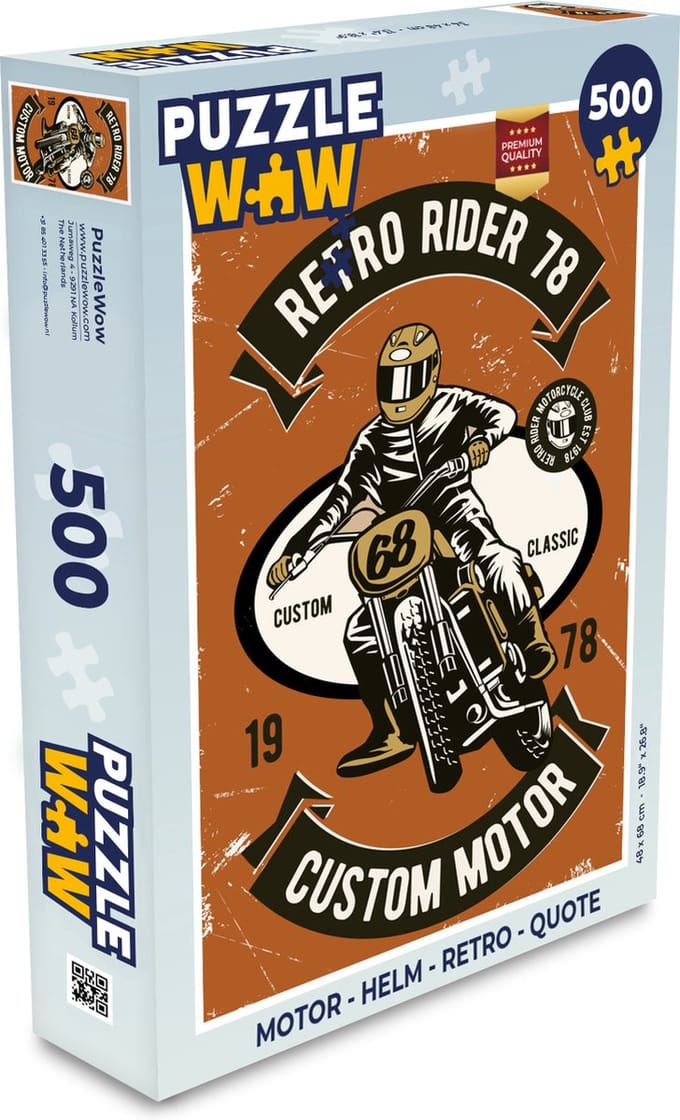 Puzzel Motor - Helm - Retro - Quote - Legpuzzel - Puzzel 500 stukjes