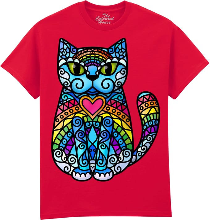 Katten Rainbow Cat The Coloured House T-shirt S