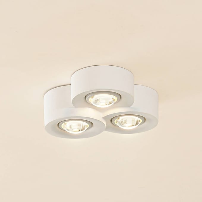 Lindby - plafondlamp - 3lichts - Gips - H: 7.3 cm - GX53 - wit