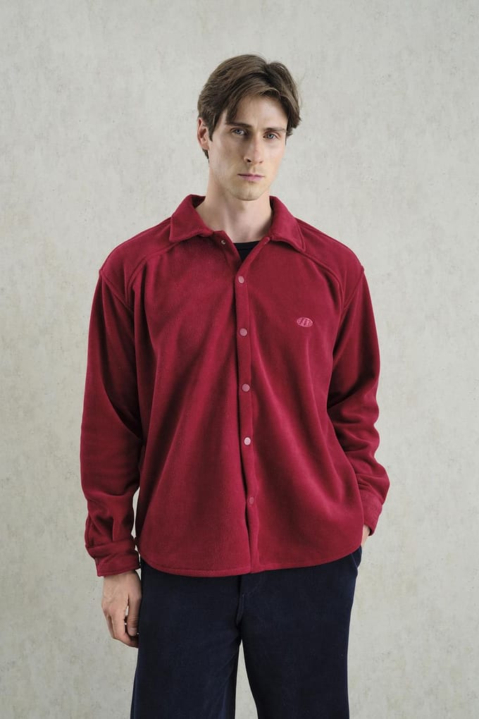 Oversized Pluche Shirt met Drukknoopsluiting