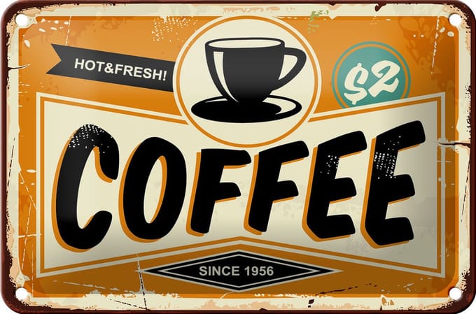 Blechschild Retro 18x12cm Kaffee hot fresh Coffee