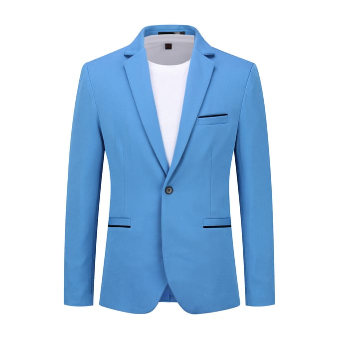 Heren colbert slim fit jas zakelijk dagelijks blazer hemelsblauw
