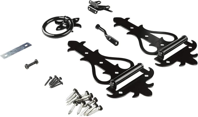 National Hardware Rustieke Gate Kit N109-318 met Gate Latch, Gate Scharnieren, en Gate Pull, Zwart
