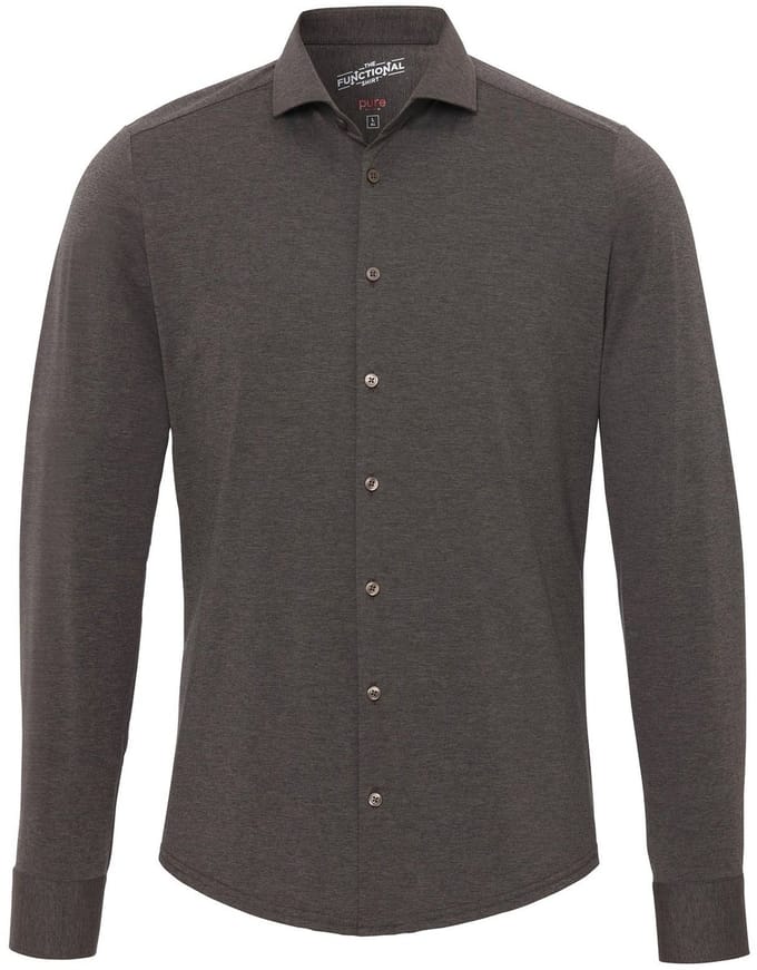 Pure H.Tico The Functional Shirt Bruin - Maat 37 - Heren - Overhemden Casual