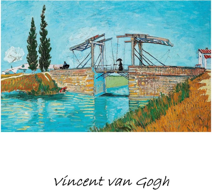 Allernieuwste.nl® Canvas Schilderij Vincent Van Gogh De brug van Langlois bij Arles - Kunst - Postimpressionisme - 60 x 80 cm - Kleur