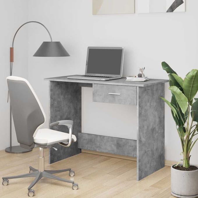vidaXL - Bureau - 100x50x76 - cm - bewerkt - hout - betongrijs