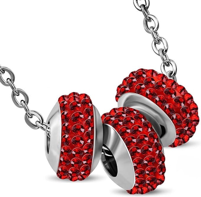Amanto Ketting Erza Red - 316L Staal - 3x Bedel - 42cm