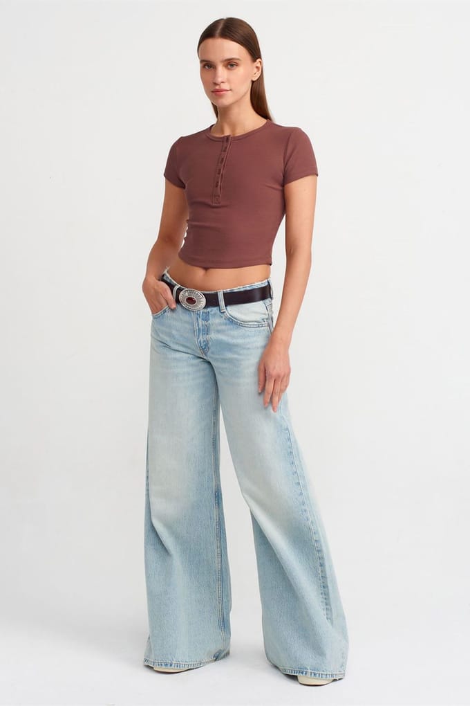 Dames Cropped Slim-fit Rondhals T-shirt