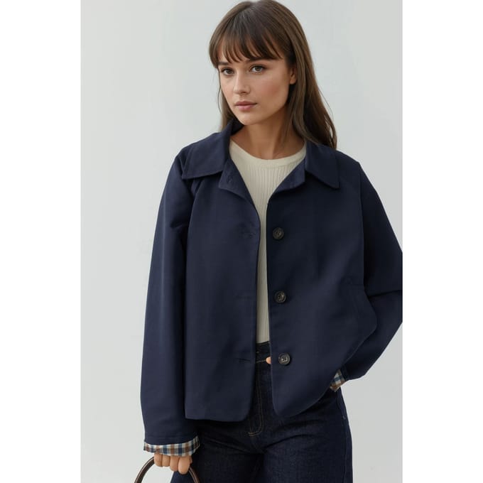 Gekleed Ruit Motief Voering Jacket met Knopsluiting