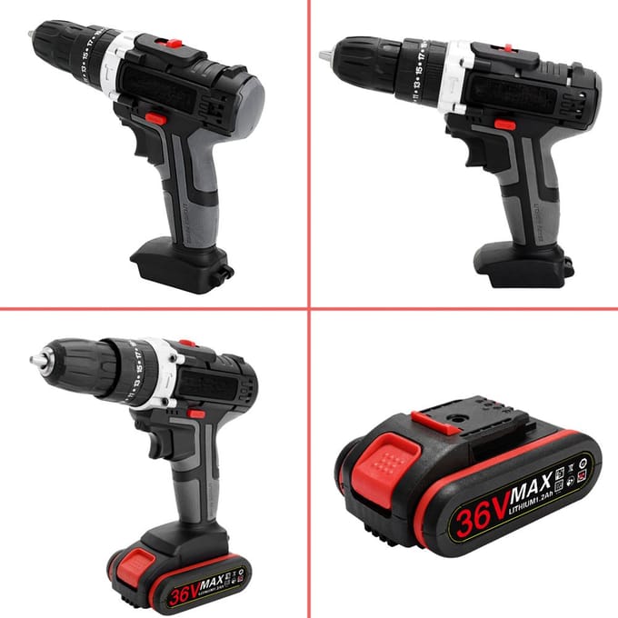 36V Multifunctionele Klopboormachine Elektrisch Draadloos Boormachine Krachtige Lithium Batterij Draadloos Oplaadbaar EU Plug