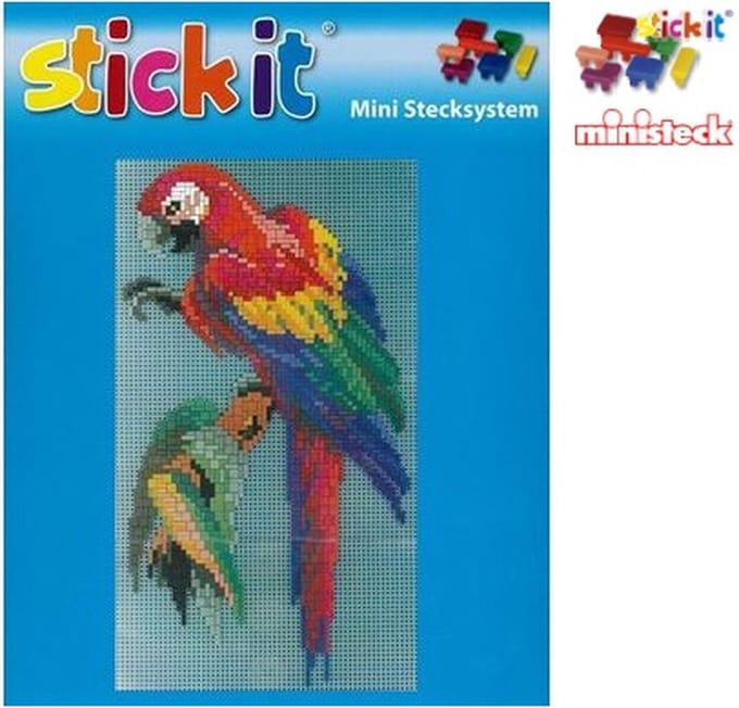 Stick-it Rode Ara/Papagaai, ca. 1.600 steentjes, compatibel met Ministeck