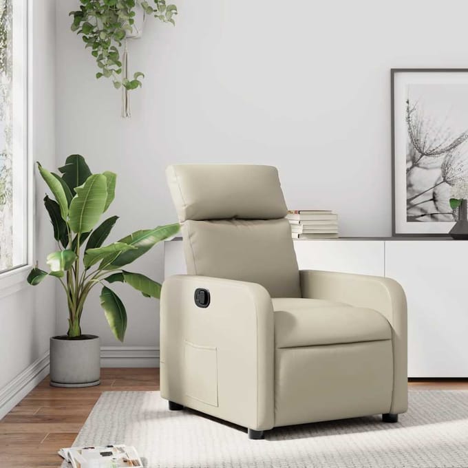 vidaXL - Fauteuil - verstelbaar - kunstleer - crèmekleurig