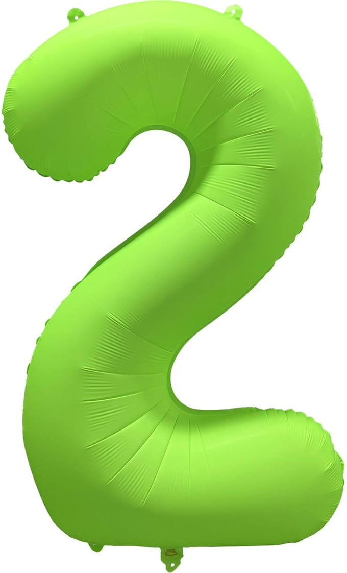 Riethmüller - Folieballon cijfer 2 - neon groen - 86 cm