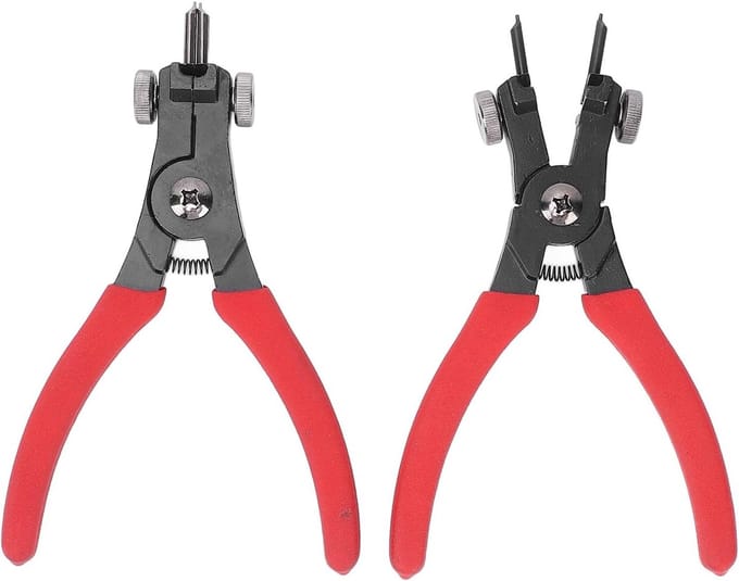 SnelShoppen - 2Pcs Heavy Duty Verstelbare Locking Spring Pliers Set - Interne Externe Rechte Gebogen Haak Circlip met Opbergdoos