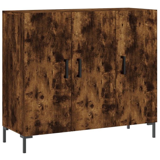 vidaXL - Dressoir - 90x34x80 - cm - bewerkt - hout - gerookt - eikenkleurig