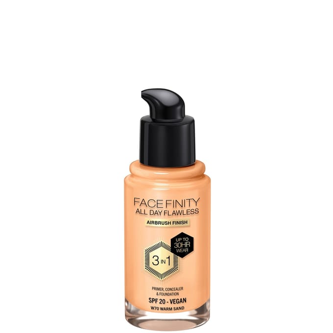 Max Factor Facefinity All Day Flawless 3 in 1 Vegan Foundation 30ml (Various Shades) - W70 - WARM SAND