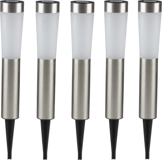 Grundig Prikspot - 5x - solar - tuinverlichting - RVS - 56 cm