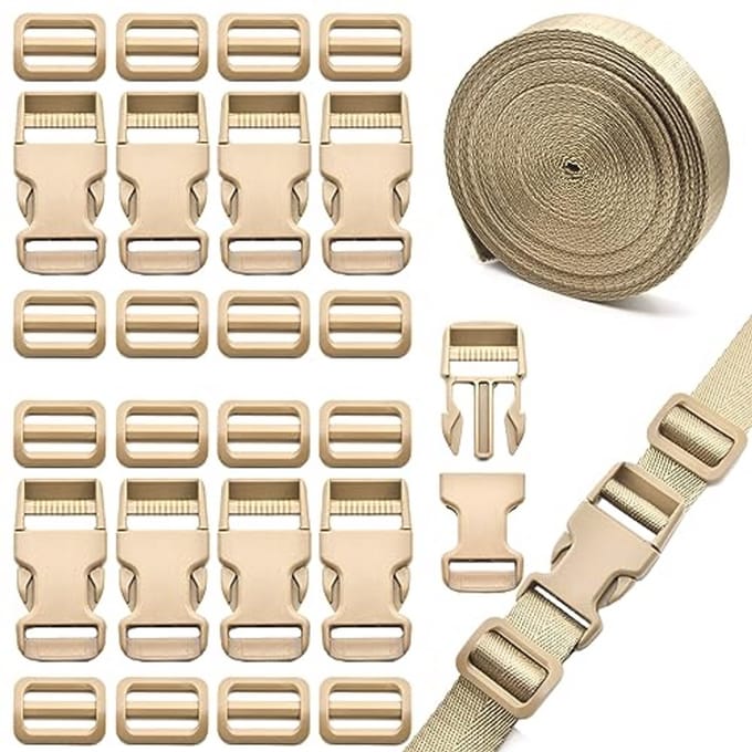 Nylon Riembandset 25mm - 10 Meter met Snelsluitgespen voor Doe-Het-Zelf Projecten