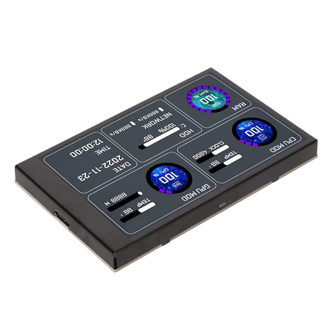Computertemperatuurmonitor 3,5 inch IPS Dubbele USB C Thema-editor Aanpasbare lay-out PC CPU Data Monitor