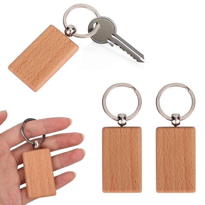 10 STKS Beukenhout Sleutelhanger Sleutellabels Sleutelhangers DIY Kleding Tas Decoratie brown