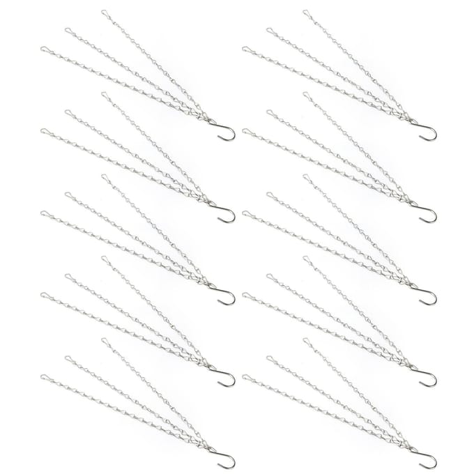 10 stuks Ophangketting met Haken Enkelvoudig 8-Strands IJzer Tuin Bloempot Plantenhangers Vervanging white