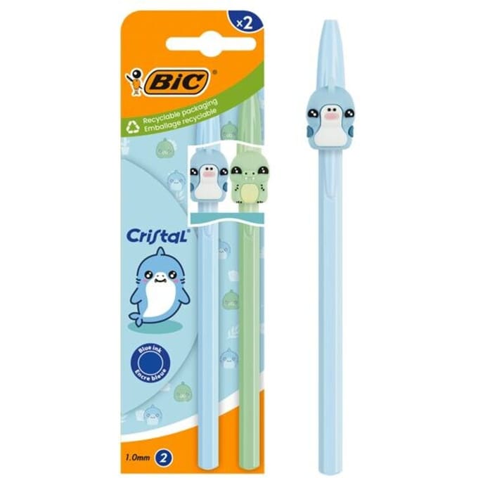 BIC balpen Cristal Pastel F, 0,32 mm, blauw, 2 stuks