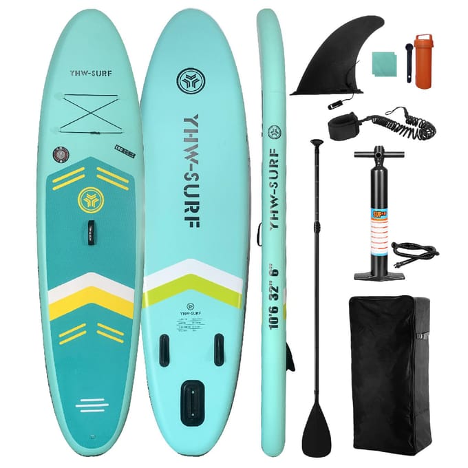 Planche de paddle gonflable 10,6 pieds Bord de mer Plage Ski nautique Stand Up Paddle Board noir