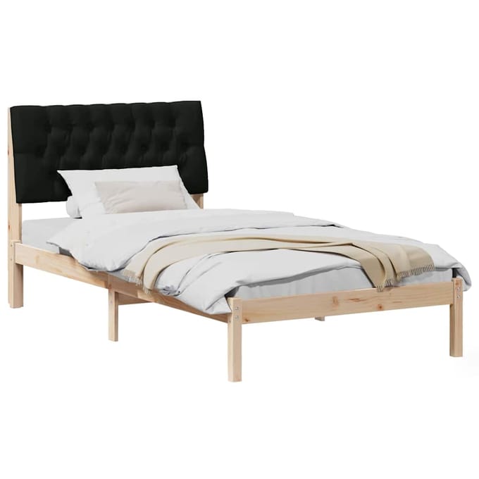 vidaXL - Bedframe - met - Gevoerde - Hoofdbord - Bruin - 100 - x - 200 - cm