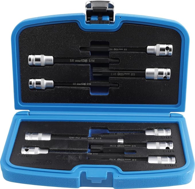 Dopsleutelbitset - Bitset Cilinderkopschroeven - Motor Reparatie - Chroom-Vanadium Staal - 9-delig 1/2" - Zilverkleurig