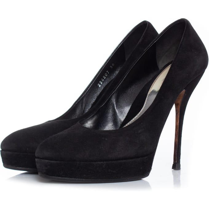Gucci zwarte suède plateau pumps