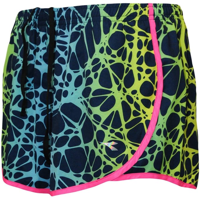 Diadora Hardloopshort Dames Zwart/Groen