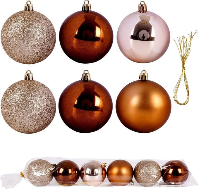 Kerstballen Set Amber Onbreekbaar 7 cm 6 stuks - Kerstdecoratie