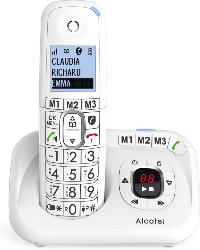 Draadloze DECT huistelefoon met groot display en geluidsversterking