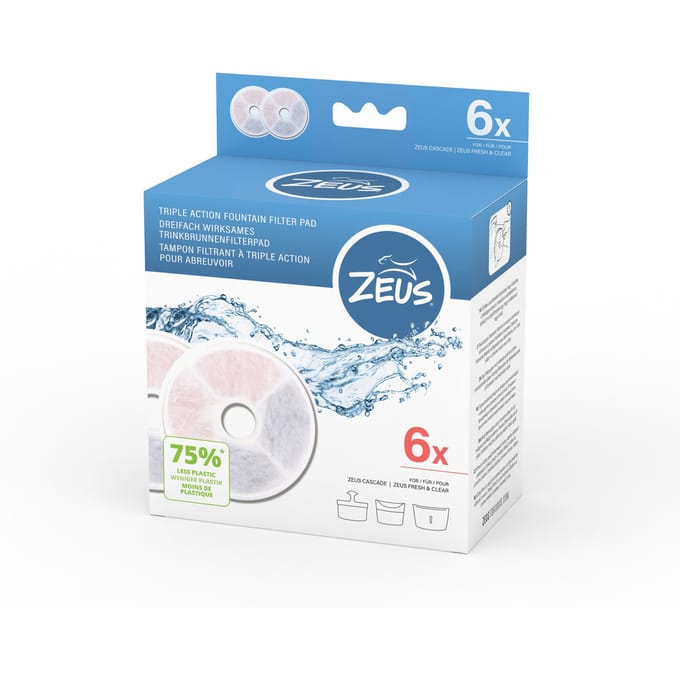 Accessoires: 6x Triple Action frameloze filters voor Zeus Fresh & Clear met spatbescherming hond
