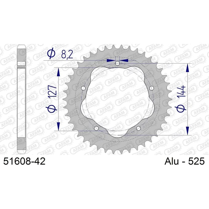 Aluminium tandwiel achter Afam 525 42 dents