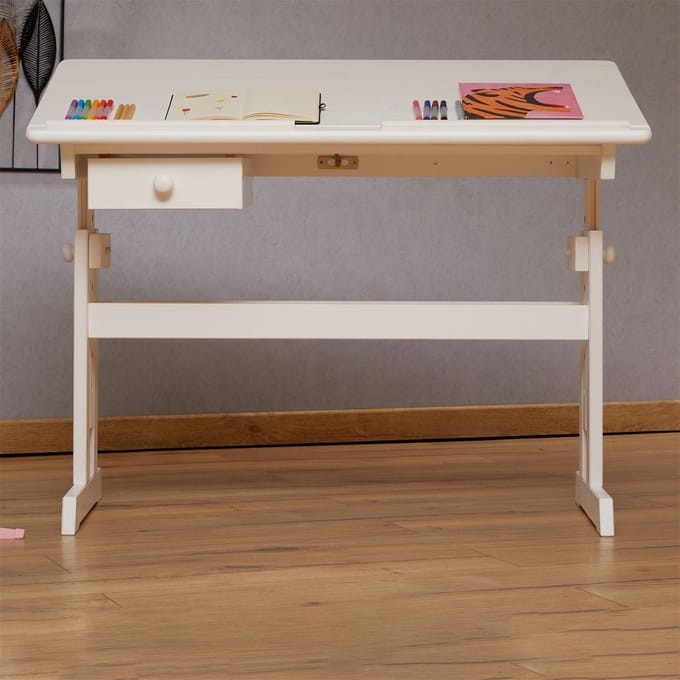 Kinderbureau FLEXI, in hoogte verstelbaar - wit