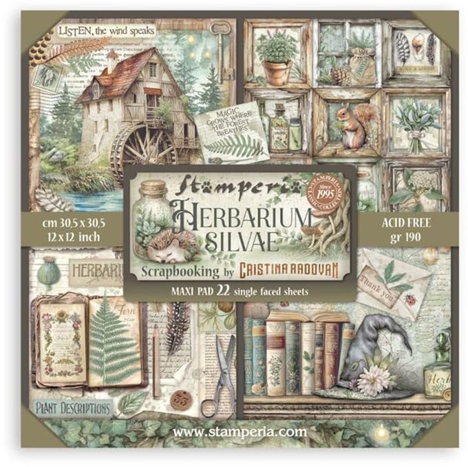 Stamperia - Herbarium Silvae 12x12 Inch Maxi Paper Pack (Single Face) (SBBXLB32)