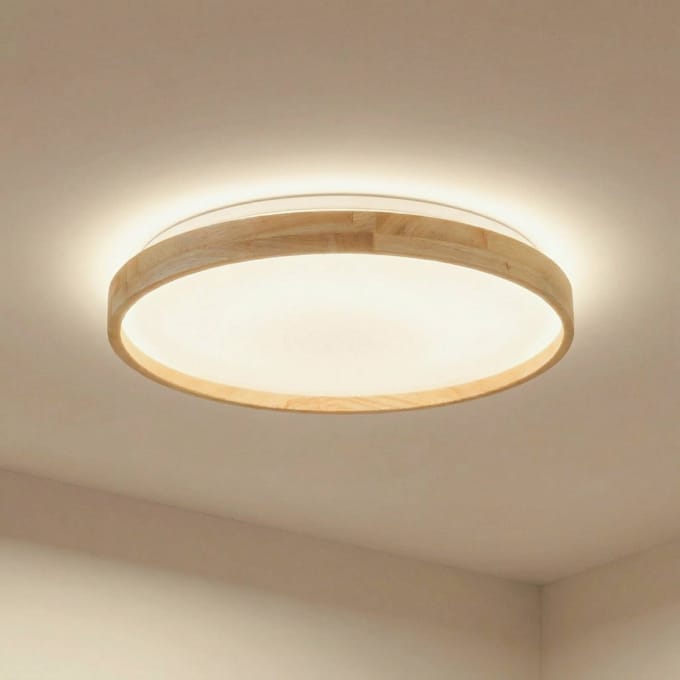 Lindby Smart LED plafondlamp Mirren hout Ø49,5cm CCT Tuya