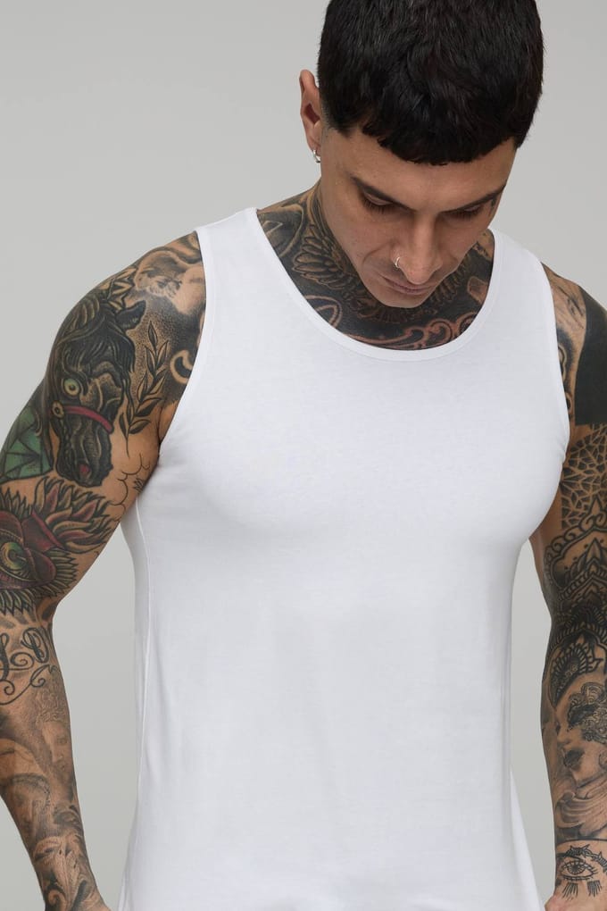 Tall Essential Muscle Fit Vest | White | Size Small