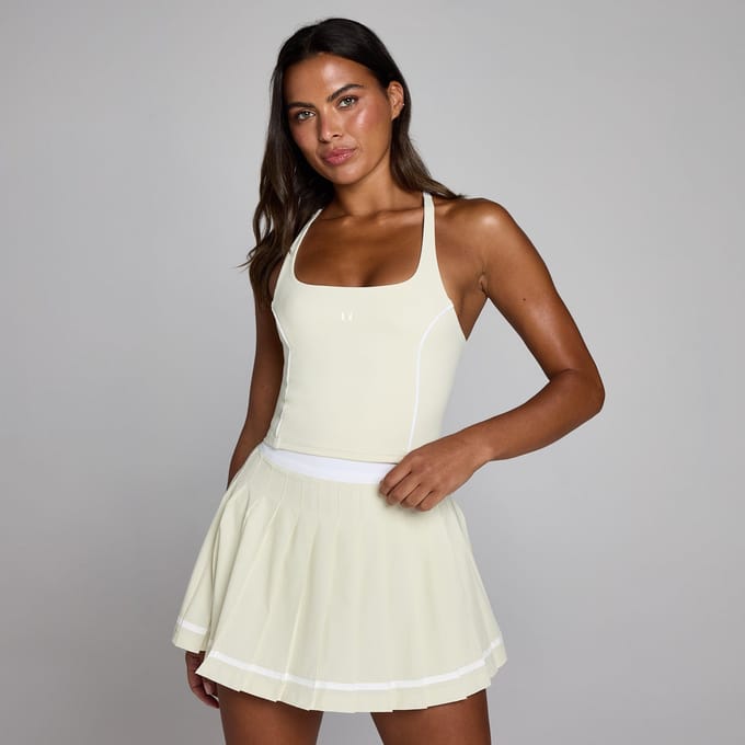 MP Dames Tempo Contrast Strappy Racerback Vest - Woestijnstof - S