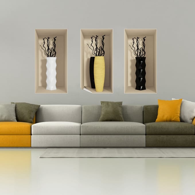 3D-effect sticker van chique vazen, 60 x 90 cm