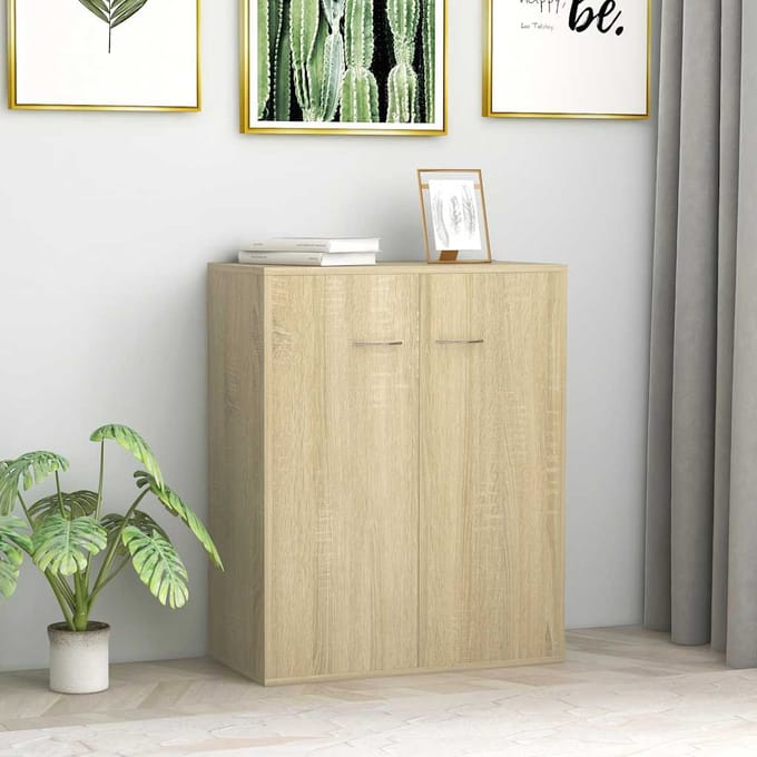 vidaXL - Dressoir - 60x30x75 - cm - bewerkt - hout - sonoma - eikenkleurig