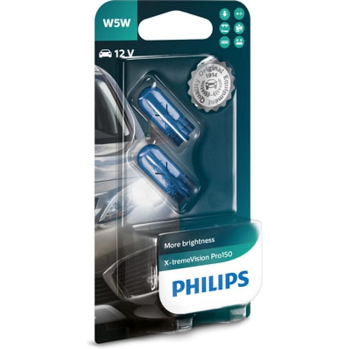 P27/7w lamp PHILIPS W5W X-tremeVision Pro150 12V/5W, 2 Stuk