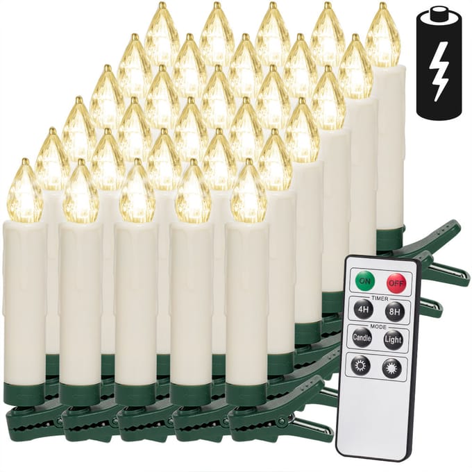Monzana Kerstverlichting - Kerstboomkaarsen 30 x MET afstandsbediening & timer - LED- warm wit