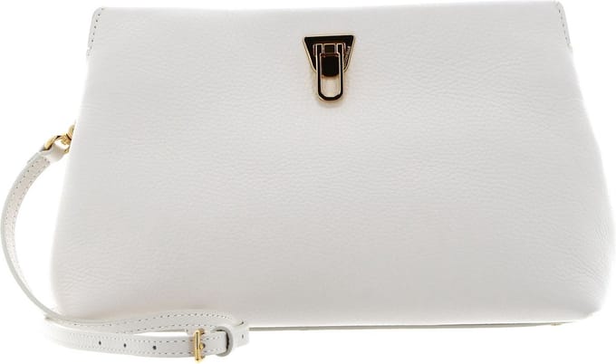 COCCINELLE Leren Koppeling Schoudertas Beat Clutch Handbag Grained Leather Coconut Milk Crème