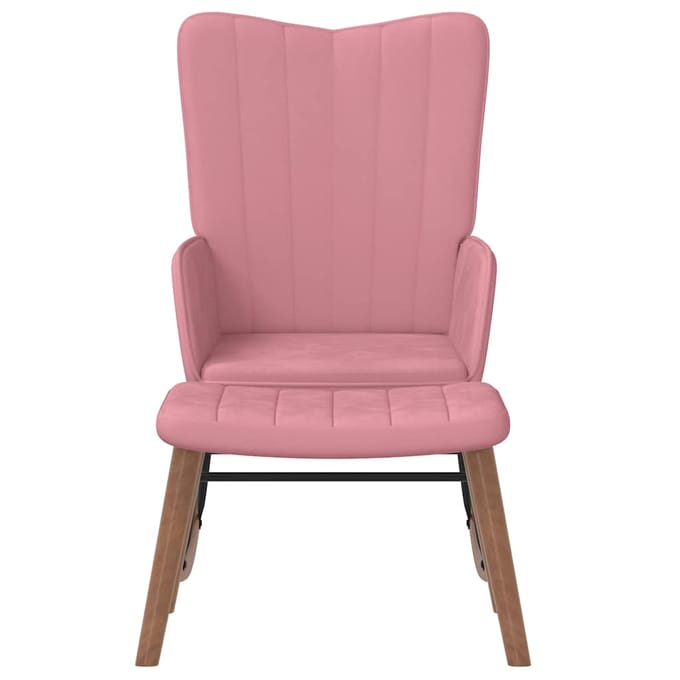vidaXL - Schommelstoel - met - voetenbank - fluweel - roze