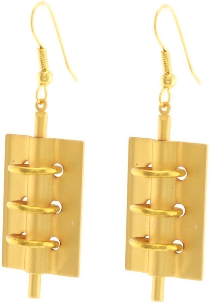 Behave Oorbellen hangers rechthoek design goud-kleur 5cm