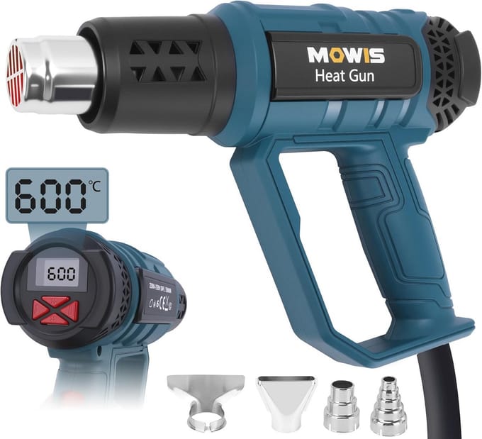 Heteluchtpistool 2000 W met Digital Display en Instelbare Temperatuur van 60 °C tot 600 °C