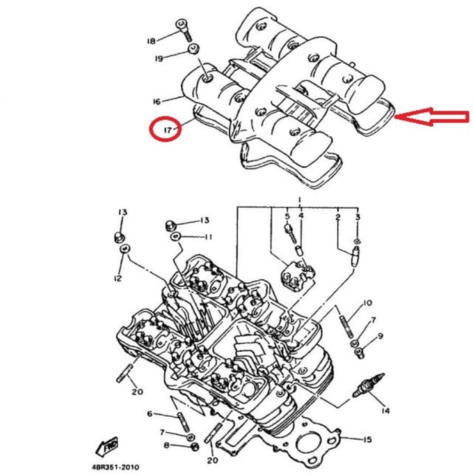 Joint de couvercle cache culbuteur pour moto Yamaha 600 XJS Diversion 4BR11193